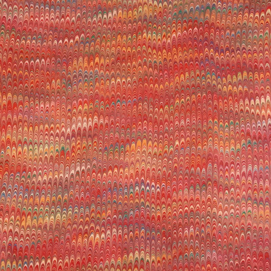 Hand Marbled Paper Combed Pattern in Red + Multi ~ Berretti Marbled Arts